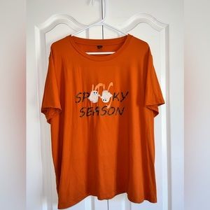 SHEIN "Spooky Season" Women's Tee.  Orange. Size 3X. Darling Ghosts on Front.